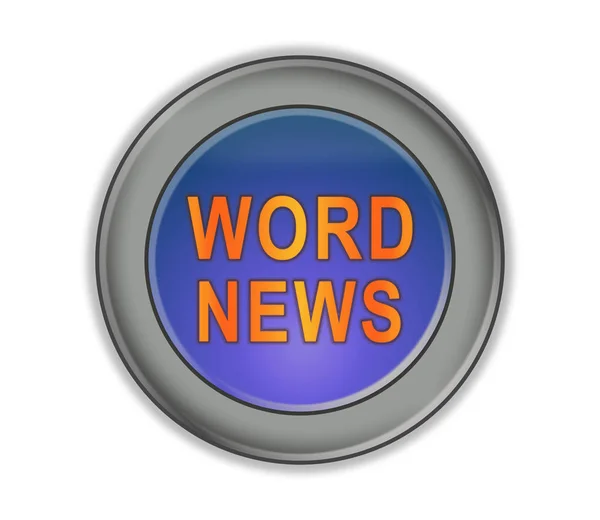 Botón tridimensional con la inscripción "WORD NEWS", blanco — Foto de Stock
