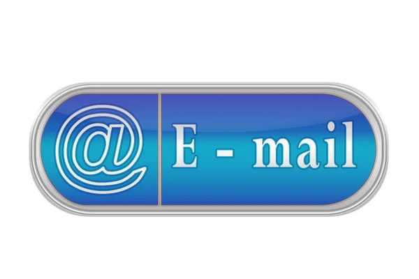 Objemné modré tlačítko s piktogramem a slova "E-mai — Stock fotografie