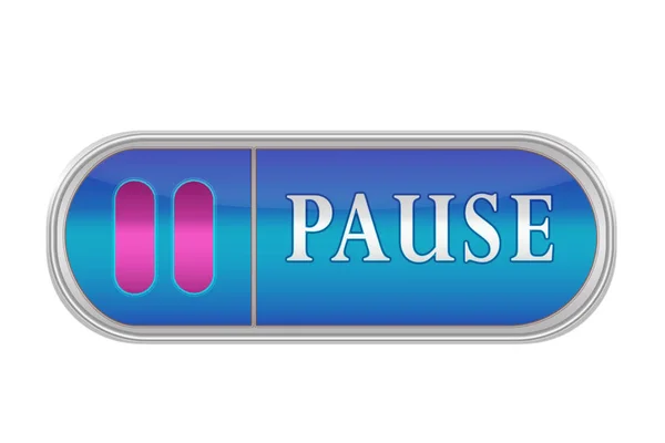 Voluminöse blaue Taste mit dem Piktogramm und den Worten "Pause" — Stockfoto
