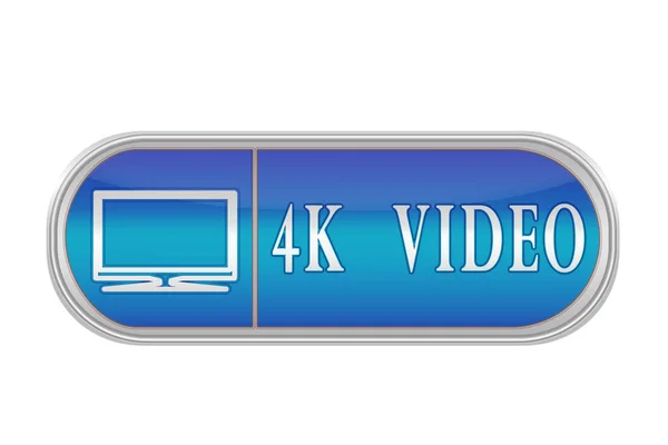 Botón azul voluminoso con el pictograma y las palabras "4K VI —  Fotos de Stock