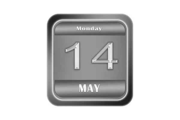 Una gran placa de metal con la fecha 14 de mayo, lunes —  Fotos de Stock