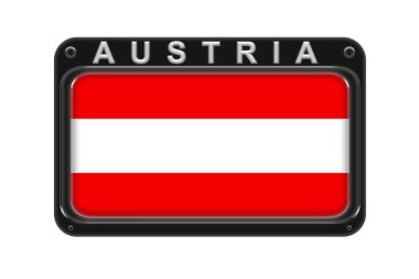 Beyaz arka plan üzerinde Avusturya bayrağı ile çerçevede perçin