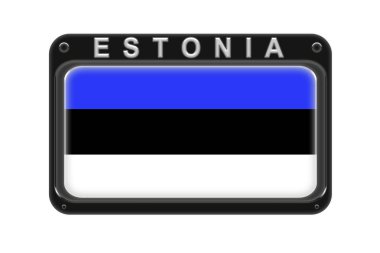 Estonya bayrağı ile çerçevede beyaz zemin üzerine perçin