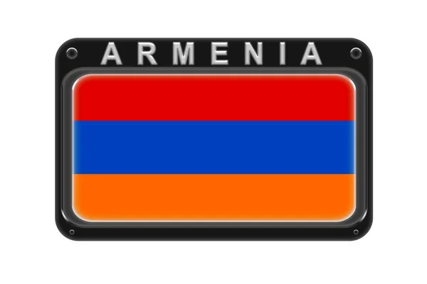 La bandiera di Armenia nella cornice con rivetti su sfondo bianco — Foto Stock