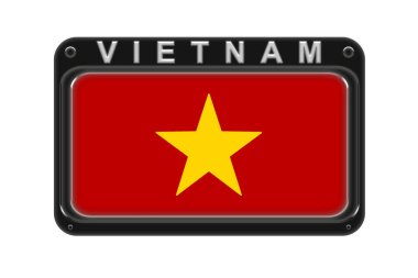 Vietnam bayrağı ile çerçevede beyaz zemin üzerine perçin