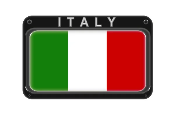 Bandeira de Italy in the frame with rebites on white background — Fotografia de Stock