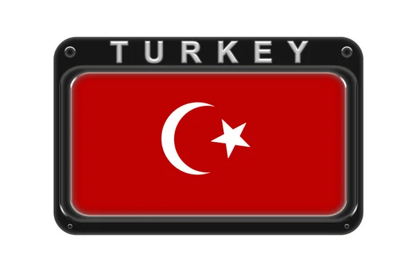 The flag of Turkey in the frame with rivets on white background — Stock Photo, Image