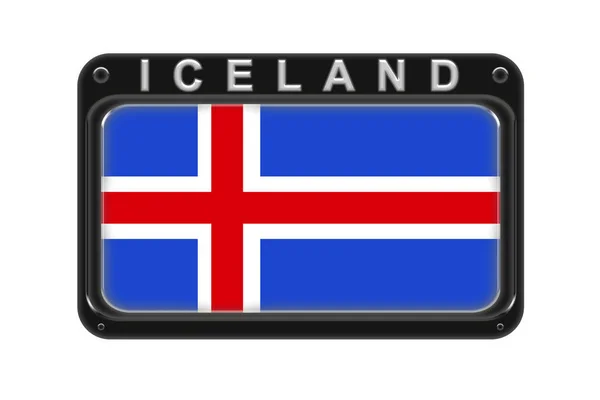 La Bandera de Islandia en el marco con remaches sobre fondo blanco —  Fotos de Stock