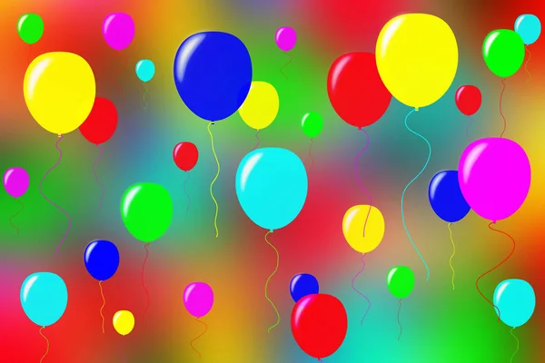 En una superficie borrosa de colores globos a granel de colores — Foto de Stock