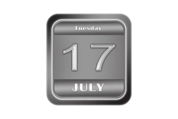 Metalltafel mit Datum vom 17. Juli, Dienstag — Stockfoto