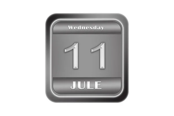 Metalltafel mit dem Datum 11. Juli, Mittwoch — Stockfoto