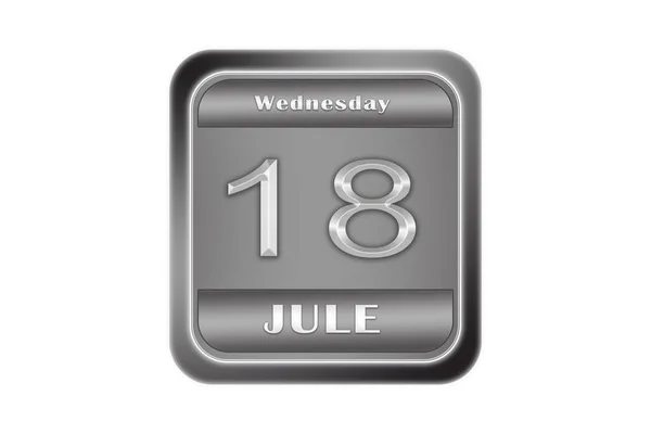 Metalltafel mit dem Datum 18. Juli, Mittwoch — Stockfoto