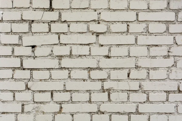 Vägg av gamla vita tegel med cementbruk — Stockfoto