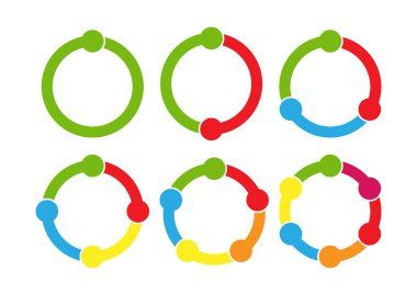 Bir plan, strateji ve o 'yu göstermek için döngülenmiş renkli elementler kümesi