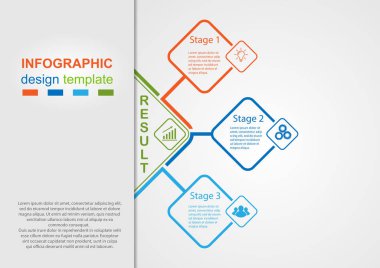 Infographic tasarım şablonu. İş başarısına üç adım.