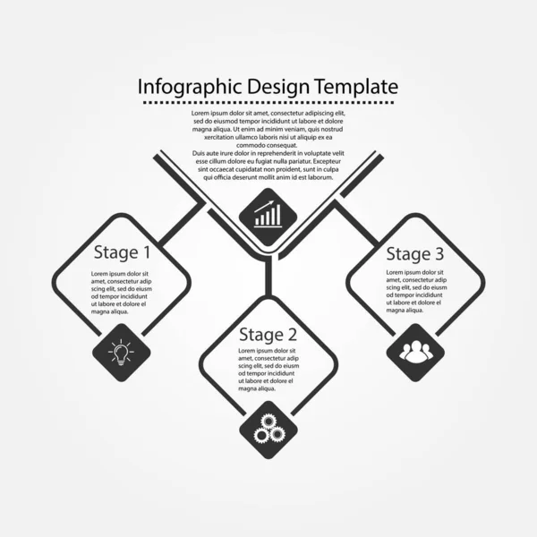 Infographic design template. Three steps to business success, tr — Stock Vector