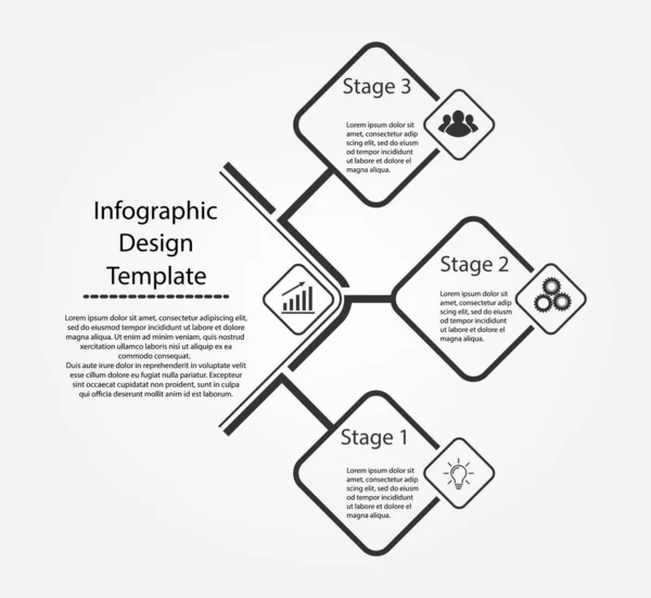 Plantilla de diseño infográfico. Tres pasos para el éxito empresarial, tr — Archivo Imágenes Vectoriales