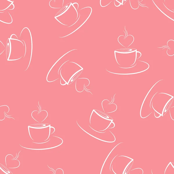 Seamless pattern with coffee or tea Cup and heart. Modern casual — ストックベクタ