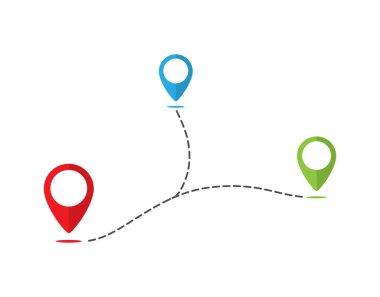 Farklı noktalardan yol simgesi. Basit düz tasarım