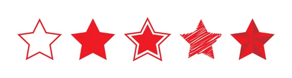 Vijfpuntige ster icoon van verschillende ontwerpen. Eenvoudig plat ontwerp — Stockvector