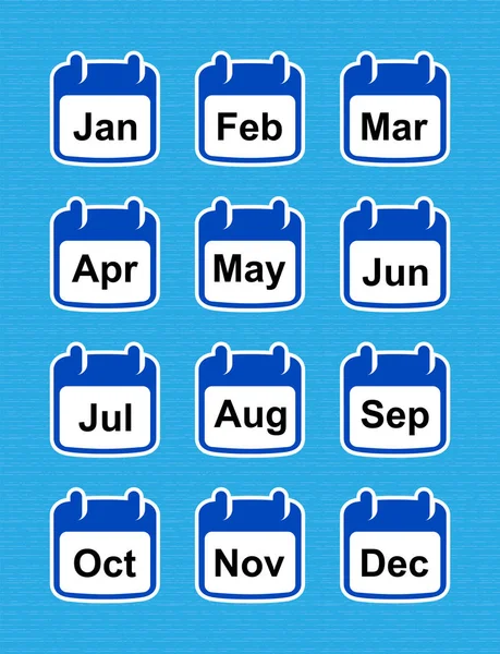 Zestaw ikon kalendarza z nazwami miesięcy. Prosta konstrukcja. — Wektor stockowy
