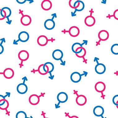 Tekstil ve ambalaj için erkek ve kadın simgeleriyle kusursuz desen