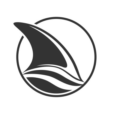 Köpekbalığı ya da yunus yüzgeci dalganın üzerinde görülebilir, düz tasarım.