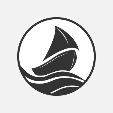 Dalgalarda yelkenli bir tekne. Basit tasarım