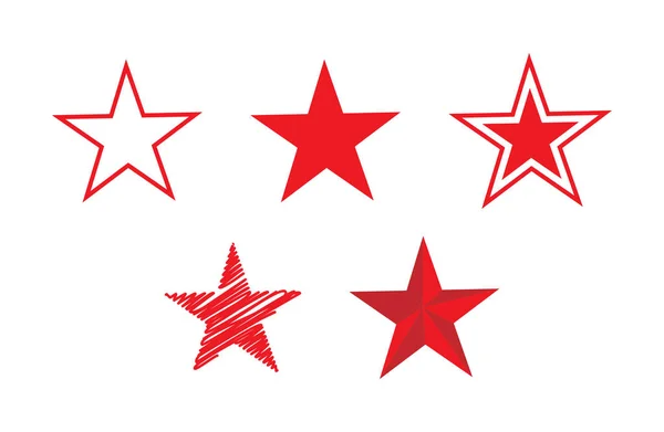 Icono estrella de cinco puntas de diferentes diseños. Diseño plano simple . — Vector de stock