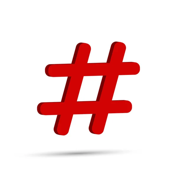 Symbole de hashtag 3D à l'intersection de deux cercles. Modèle f — Image vectorielle