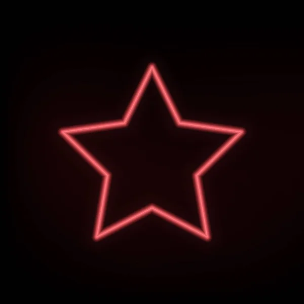 Estrela de néon sobre fundo preto. Ilustração para design e decoração — Vetor de Stock