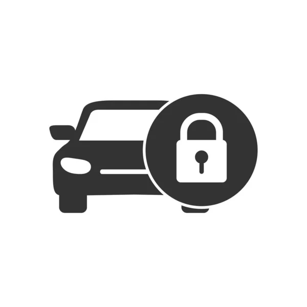 Ikona ochrony samochodu. Technologia bezpieczeństwa. Izolacja na białym grzbiecie — Wektor stockowy
