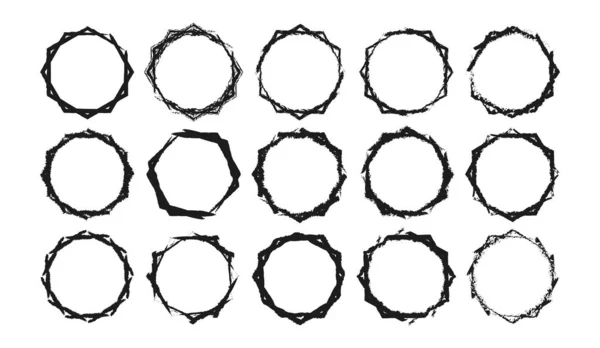 Conjunto de marcos poligonales dibujados a mano con lugar para texto. aislado — Archivo Imágenes Vectoriales