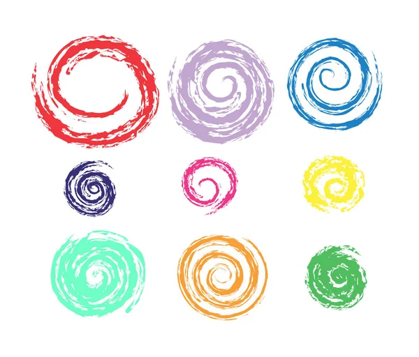 Edytowalny zestaw kręgów spiralnych do projektowania i dekoracji. — Wektor stockowy