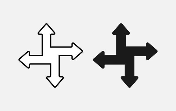Enkel ikon med flera riktningar pilar i fyra riktningar. Fla Ordförande — Stock vektor