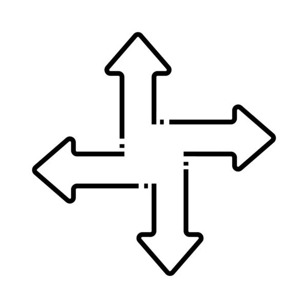 Einfaches Symbol mit multidirektionalen Pfeilen in vier Richtungen. fla — Stockvektor
