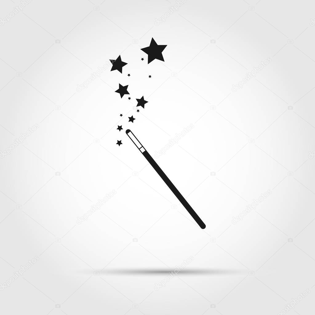 Icon of a magic wand. The magician's magic wand. Flat style. 