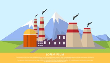Mounta 'nın arka planında termal, nükleer veya kömür santrali