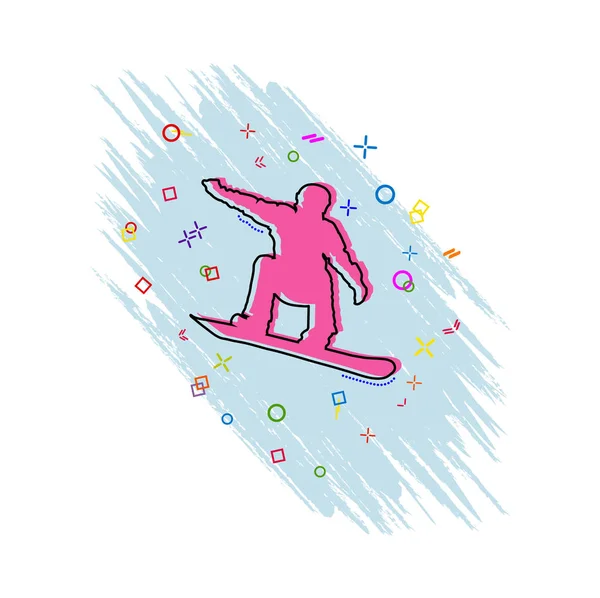 Icoon is een snowboarder. Stripboek stijl icoon met plons effect. — Stockvector