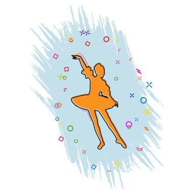 Balerin ikonu. Sıçrama efektli çizgi roman tarzı bir ikon. düz s