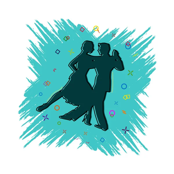 Icono de baile de pareja. Icono de estilo cómic con efecto splash. fla — Vector de stock