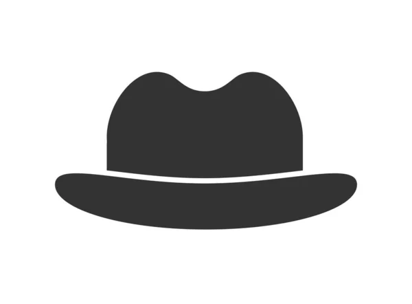 Headdress icon. Black bowler hat. Flat style. Isolate on white b — Stock Vector