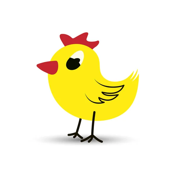 Colored icon of yellow chicken isolated on white background. — Stock Vector