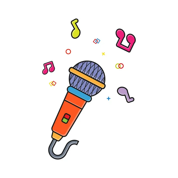Colored microphone icon. Flat cartoon style. isolated on white b — Stock Vector