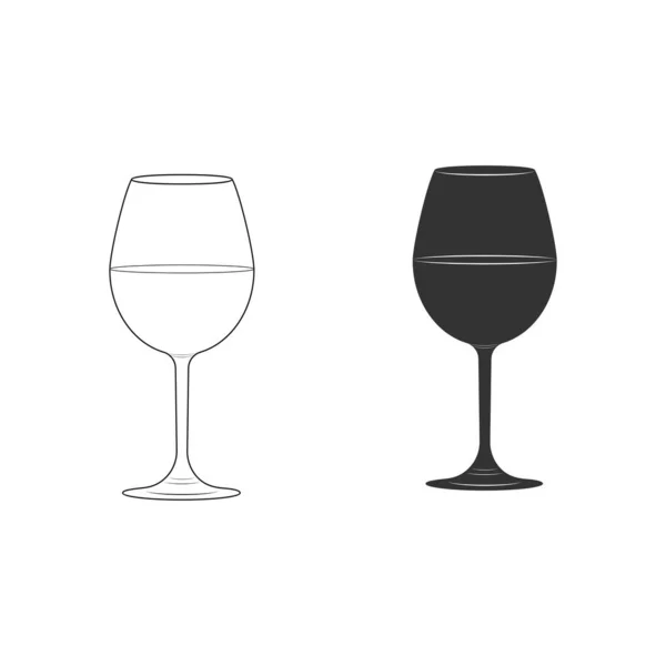 Pusty zarys i sylwetka szklanki wina szklanego izolowane na — Wektor stockowy