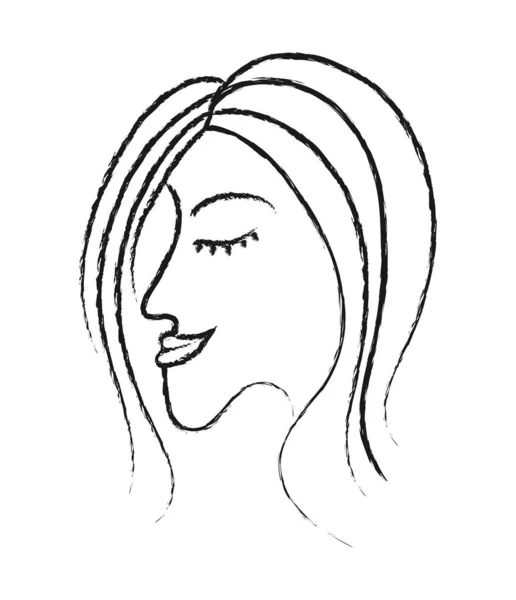 Bel profilo del viso di una donna ad occhi chiusi. Lo stile — Vettoriale Stock