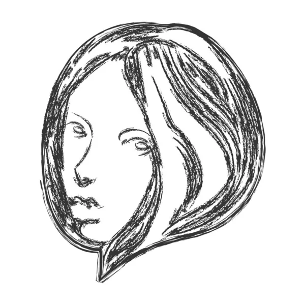 Beautiful female face. The Style Of Doodle. Isolated on a white — 스톡 벡터