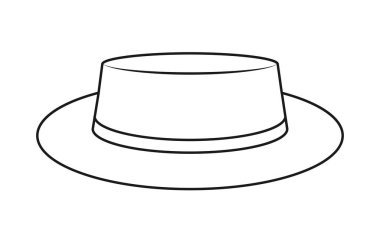 Alçak taçlı bir şapkanın boş ana hatları. Başlık simgesi, şapka. İzole et