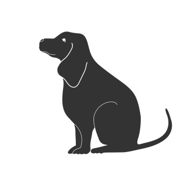 İyi bir evcil köpeğin silueti. Beyaz arkaplanda izole