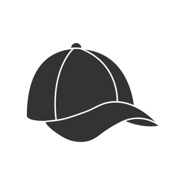 Beyzbol şapkasının silueti. Şapka ikonu, beyzbol şapkası. İzole edilmiş.